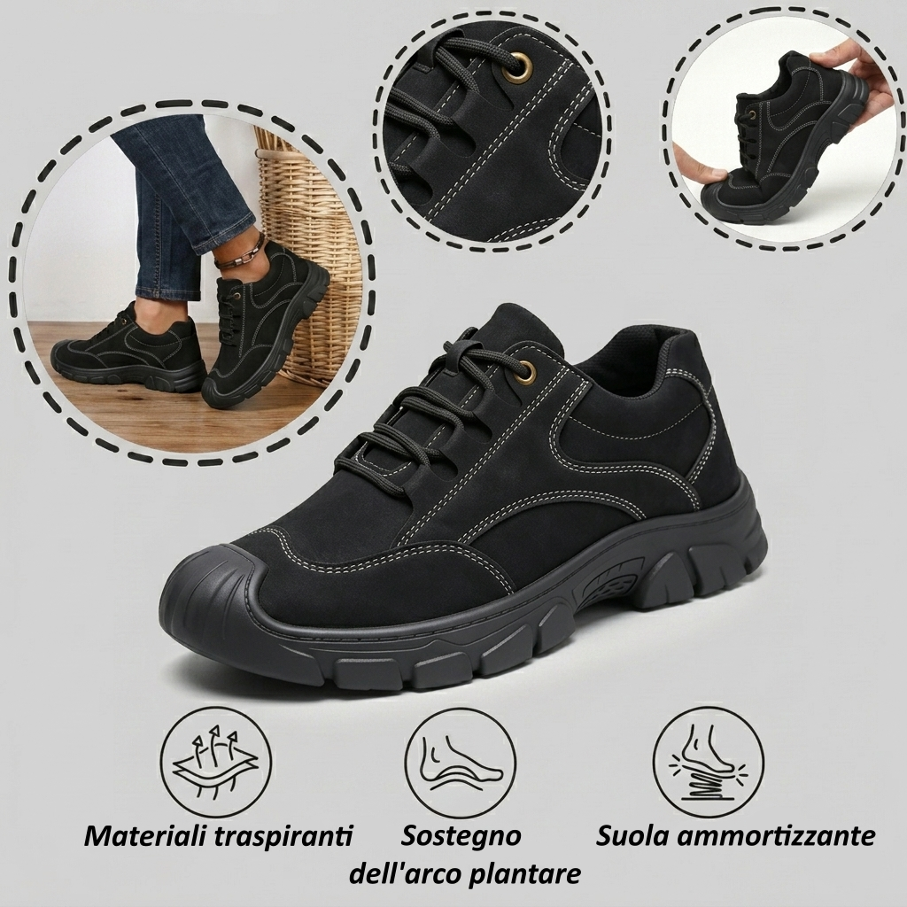 ⏰Sconto del 70% oggi - Non perdete l'occasione! 👞Nuovissime scarpe ortopediche in pelle scamosciata, impermeabili e antiscivolo🦶 Alleviano facilmente il dolore ai piedi