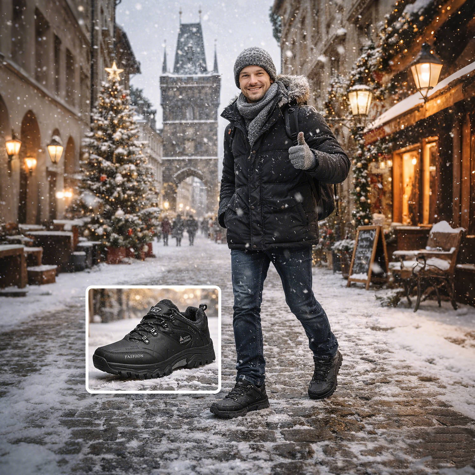 🎄Vánoční speciál: Sleva 50 %! ⏰-ROOREN® Pánská teplá a protiskluzová outdoorová obuv - Ergonomicky navržená ortopedická obuv, 👍která účinně ulevuje od bolesti nohou, zad a kolen!