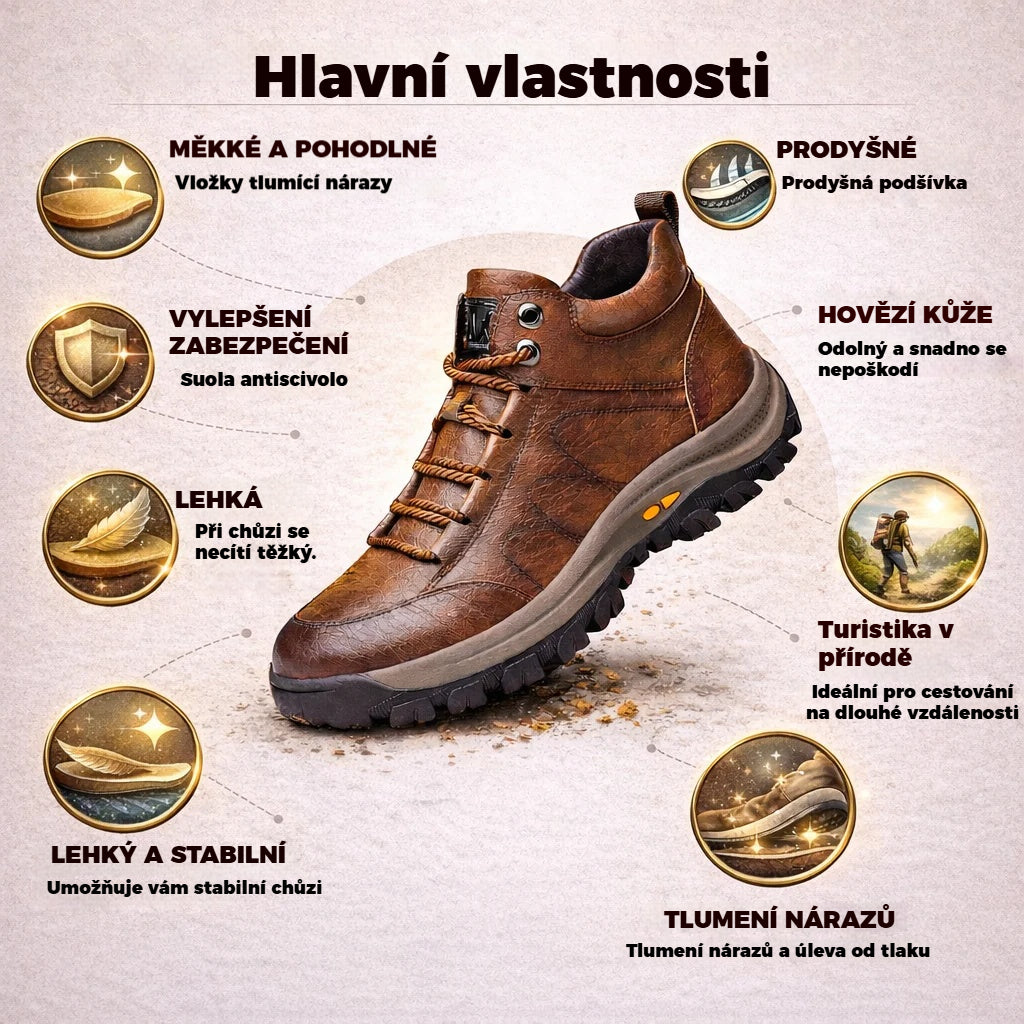 【⏰Dnes sleva 50 % - Končí brzy🔥】Protiskluzová a hřejivá turistická obuv ROOREN® - Vyrobena z italské hovězí kůže, s konstrukcí na podporu klenby, pohodlná a odolná, zmírňuje nepohodlí nohou!