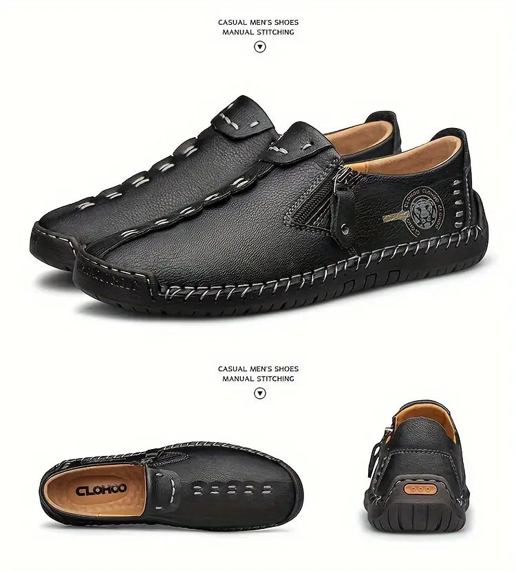 🐂 Pánské ručně šité ploché boty z telecí kůže 👞 Široká škála velikostí, snadné nazouvání a zouvání ✅ Lehké, pohodlné, voděodolné a protiskluzové