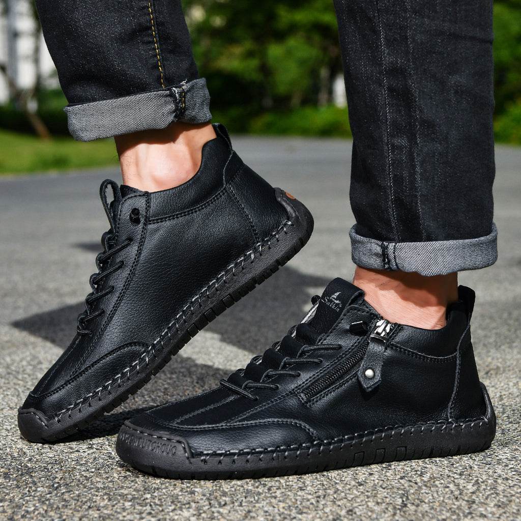 (🔥 Sleva 50 % – Nenechte si to ujít!) Kožené boty „Zero Fatigue“: Boční zip, podpora klenby a protiskluzová podrážka – Ergonomický design zmírňuje únavu.