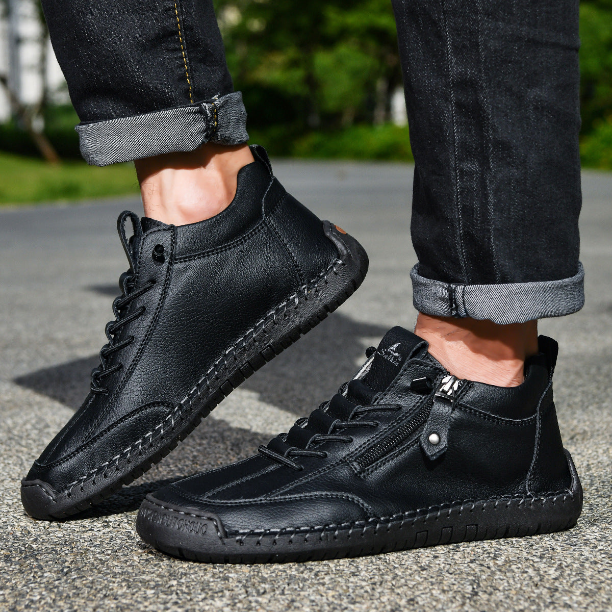 (🔥 Sleva 50 % – Nenechte si to ujít!) Kožené boty „Zero Fatigue“: Boční zip, podpora klenby a protiskluzová podrážka – Ergonomický design zmírňuje únavu.