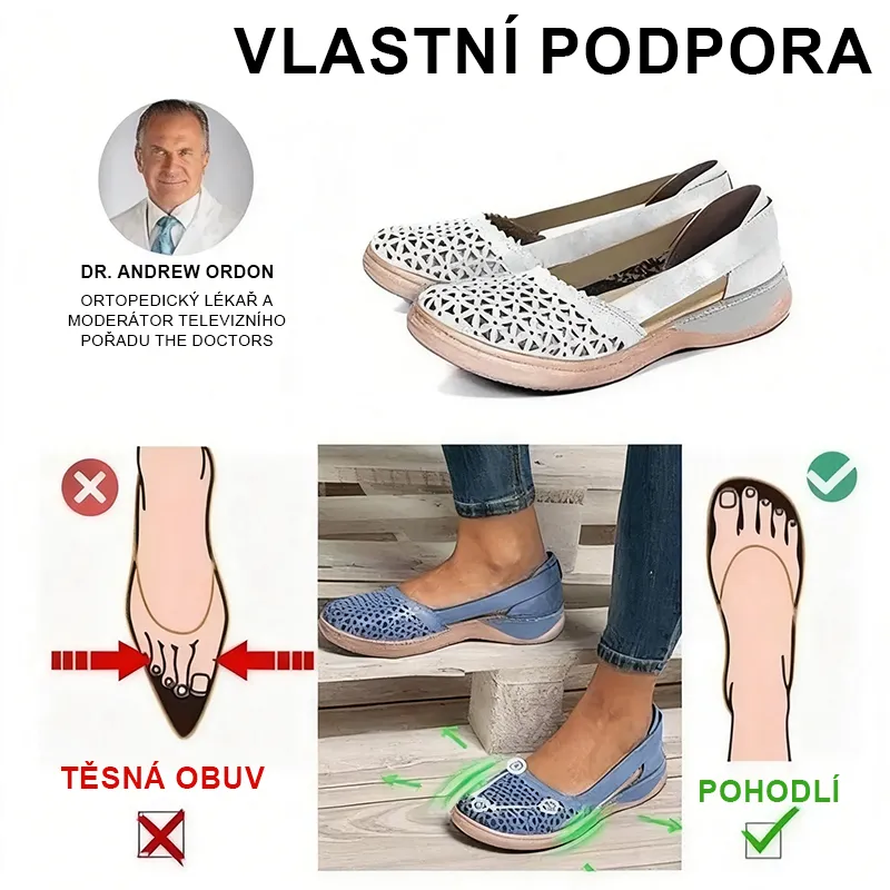 2026 Letní dámské pohodlné sandály na klínku – prodyšné s vyřezávanými otvory-Dámské baleríny pro halluxy.
