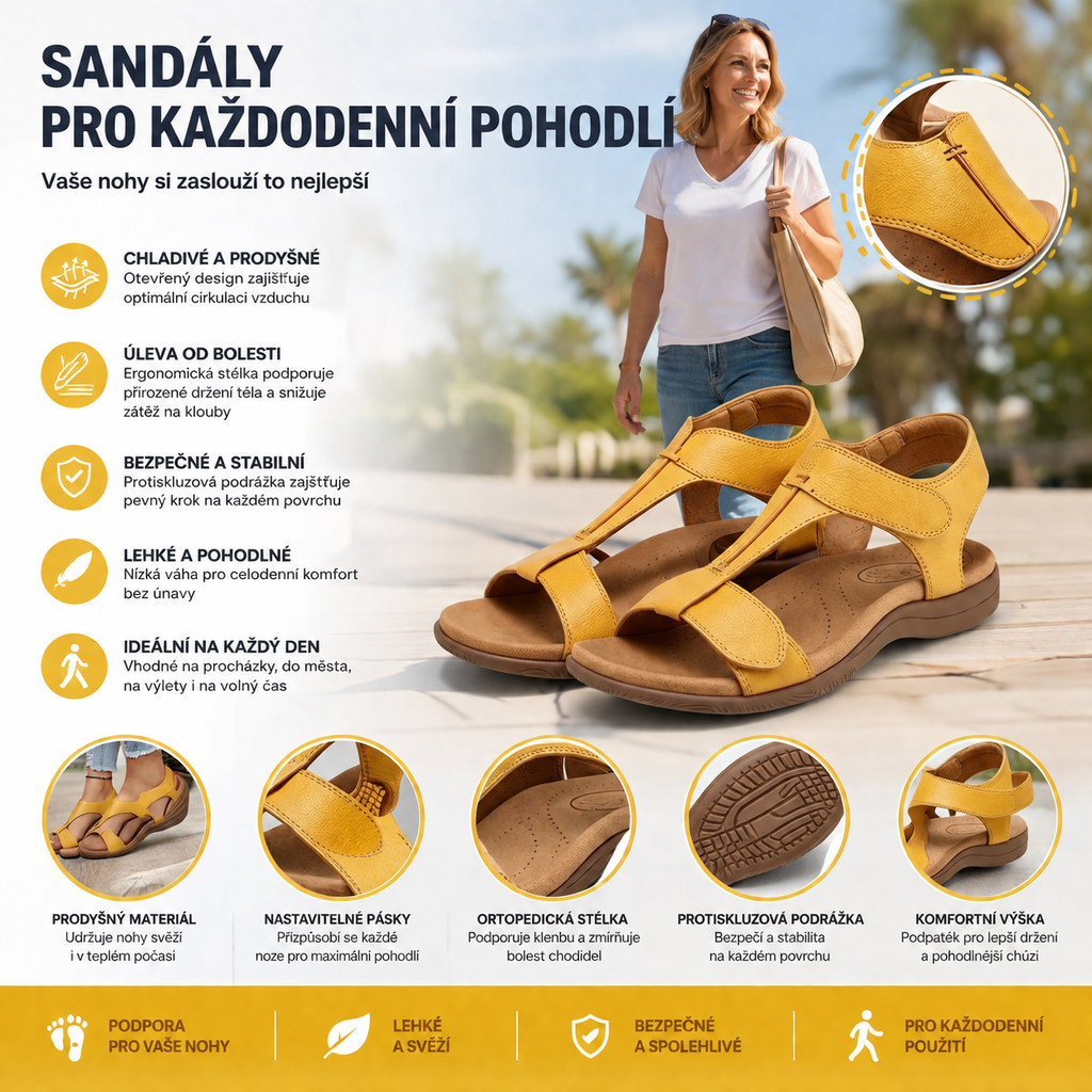 (🔥Letní speciál - Časově omezená sleva 50 %) Klasické letní dámské ortopedické sandály, které kombinují oporu a prodyšnost✅ Snižují tlak při chůzi, takže chůze je snazší a pohodlnější.