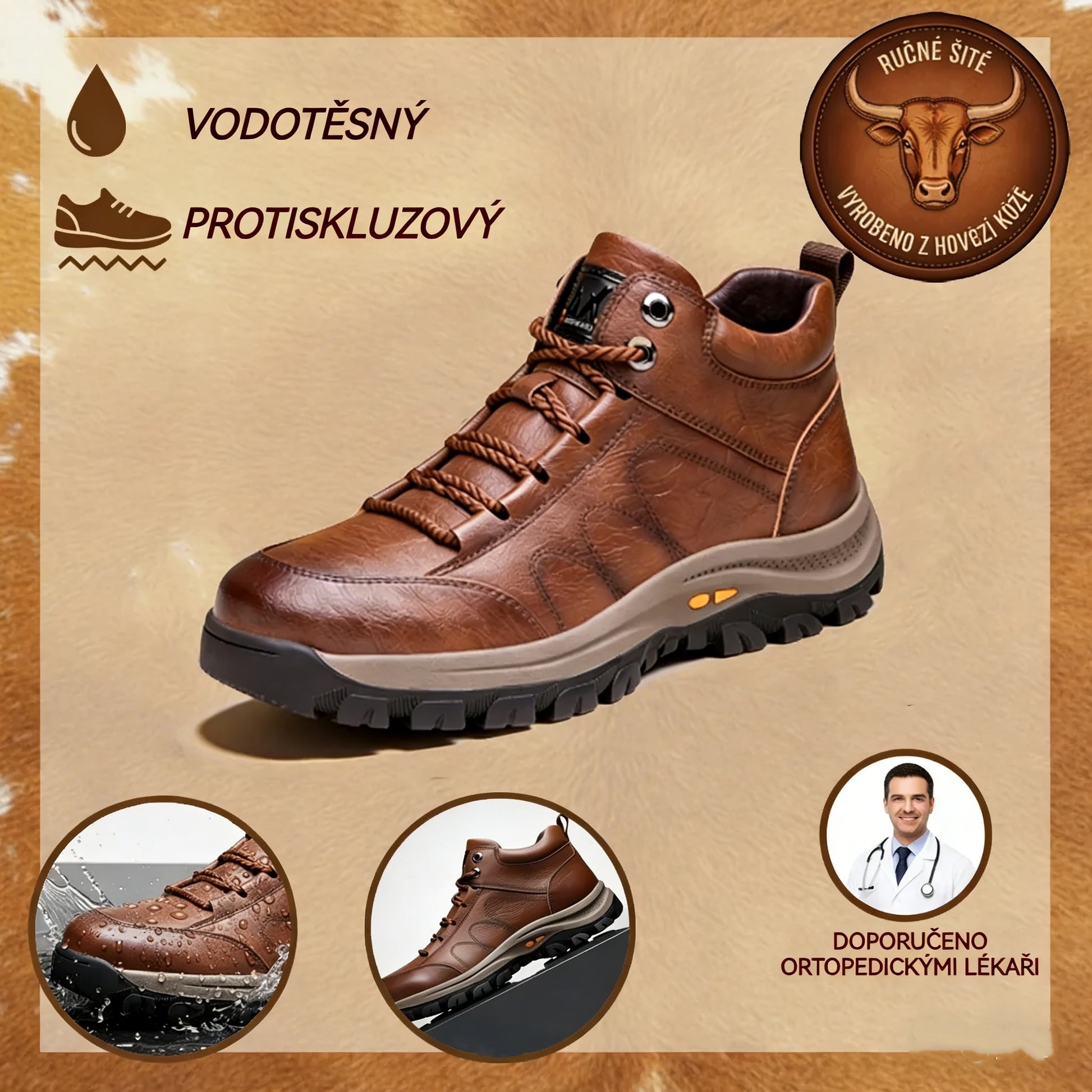 Kožené boty ROOREN® - Vyrobené z australské hovězí kůže, s oporou klenby pro pohodlí, odolnost a úlevu od nepohodlí chodidel!