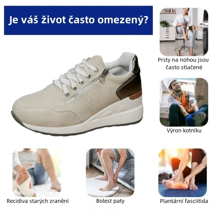 Dámská volnočasová obuv Rooren® | Pohodlné tenisky – Ergonomicky tvarovaná lékařská ortopedická obuv s oporou klenby pro účinnou úlevu od bolesti nohou.