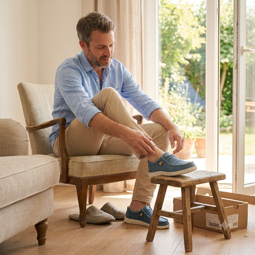 🎉 Časově omezená nabídka! 👞 Pánská letní volnočasová obuv | Ultralehká a prodyšná ✅ Nazouvací design, snadné nazouvání a zouvání 👣 Měkká, protiskluzová podrážka 🚶 S oporou klenby pro pohodlnou celodenní chůzi