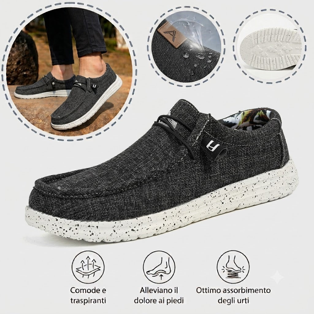 🎉 Časově omezená nabídka! 👞 Pánská letní volnočasová obuv | Ultralehká a prodyšná ✅ Nazouvací design, snadné nazouvání a zouvání 👣 Měkká, protiskluzová podrážka 🚶 S oporou klenby pro pohodlnou celodenní chůzi
