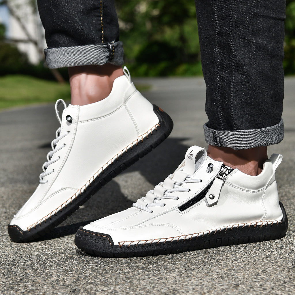 (🔥 Sleva 50 % – Nenechte si to ujít!) Kožené boty „Zero Fatigue“: Boční zip, podpora klenby a protiskluzová podrážka – Ergonomický design zmírňuje únavu.