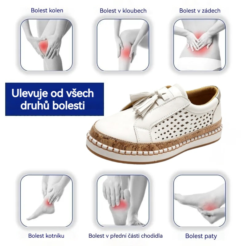 Pohodlná ortopedická obuv – s podporou klenby, zmírňuje bolest; prodyšná.