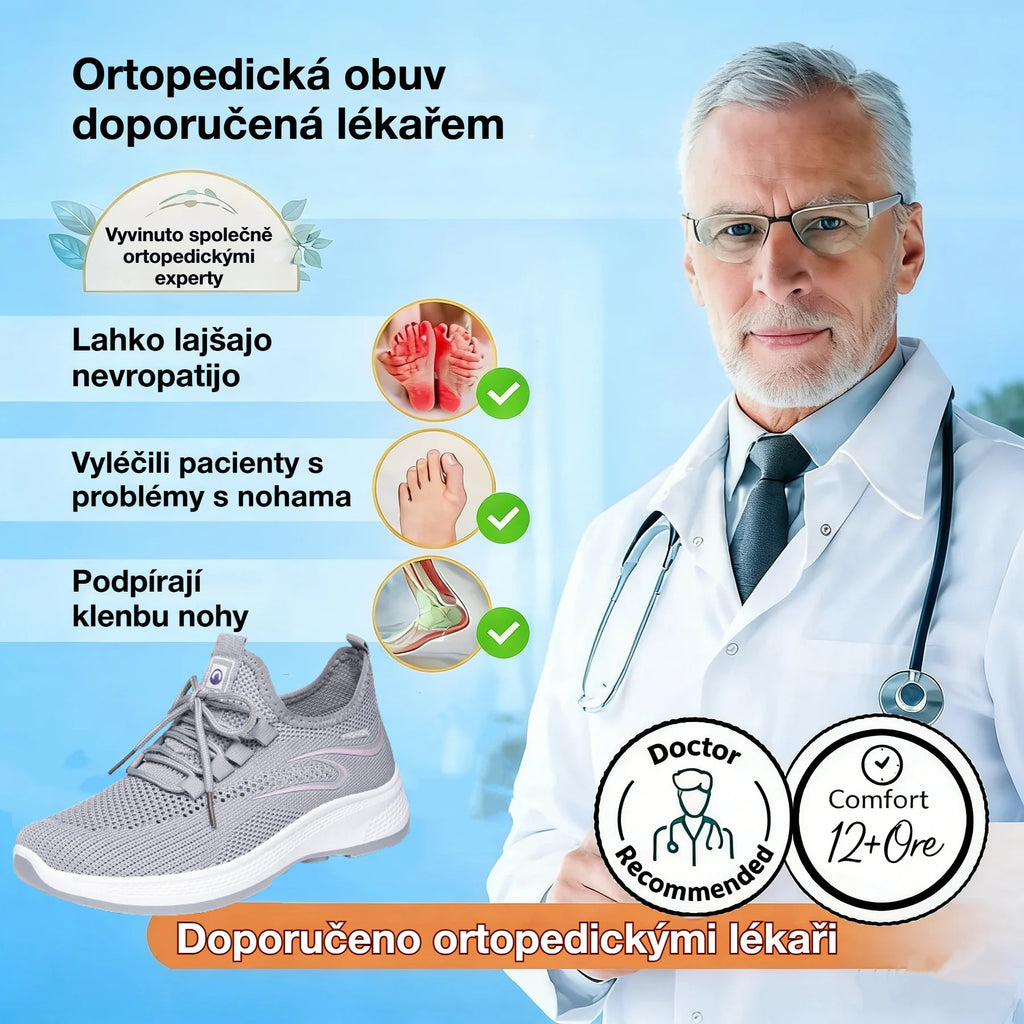🔥 Dnes sleva 50 % – nenechte si to ujít! ⏰ Ergonomicky tvarovaná ortopedická obuv s oporou klenby 👞 Snadno ulevuje od bolesti nohou ✅ Pohodlná a prodyšná