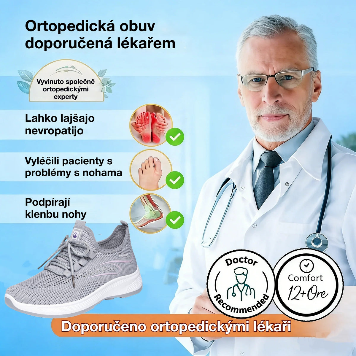 🔥 Dnes sleva 50 % – nenechte si to ujít! ⏰ Ergonomicky tvarovaná ortopedická obuv s oporou klenby 👞 Snadno ulevuje od bolesti nohou ✅ Pohodlná a prodyšná