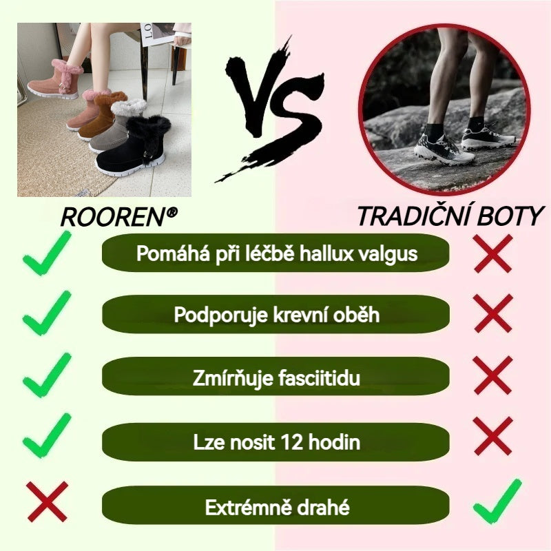Dámské sněhule ROOREN® - Ergonomické zimní ortopedické boty s vlněnou podšívkou pro teplo a protiskluzovost. Ergonomický design účinně zmírňuje bolest nohou.