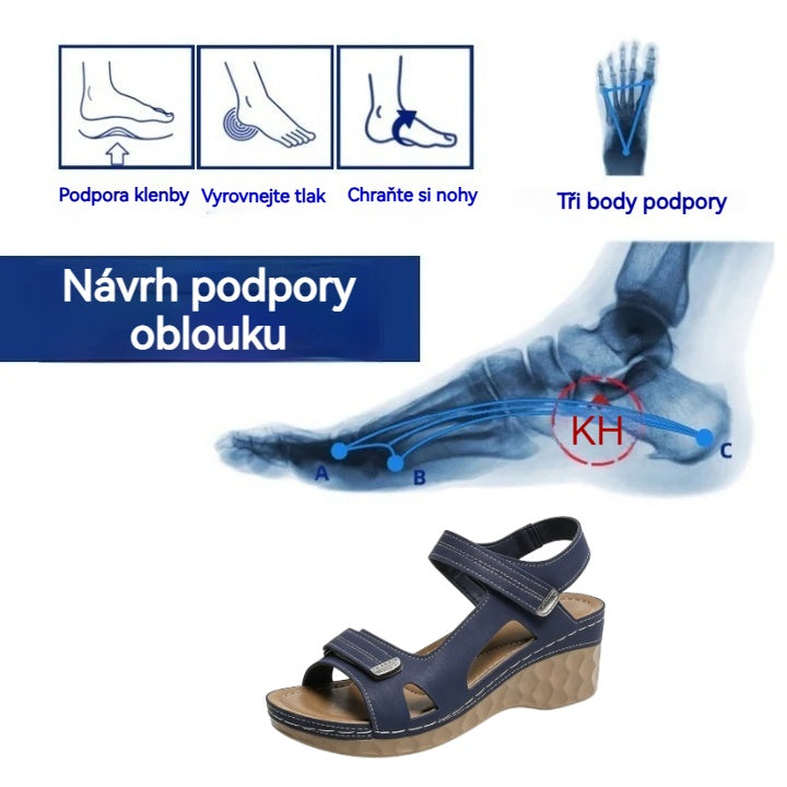 Pohodlné ortopedické sandály – ergonomická podpora klenby, nastavitelná šířka, zkrášlují postavu nohou.
