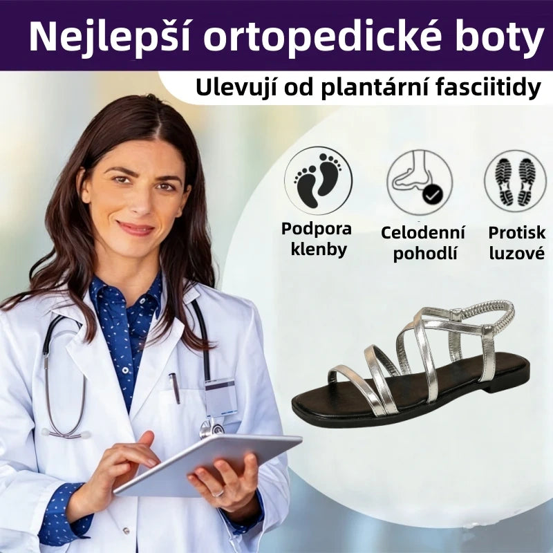 Ergonomické ortopedické sandály – s podporou klenby, která pomáhá zmírnit bolest nohou, stabilizovat patu a snížit nestabilitu při chůzi