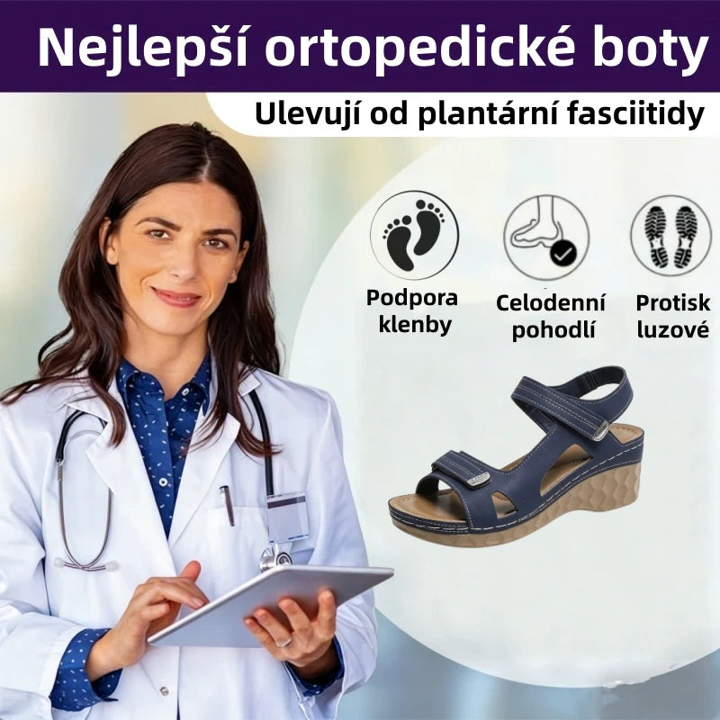 Pohodlné ortopedické sandály – ergonomická podpora klenby, nastavitelná šířka, zkrášlují postavu nohou.