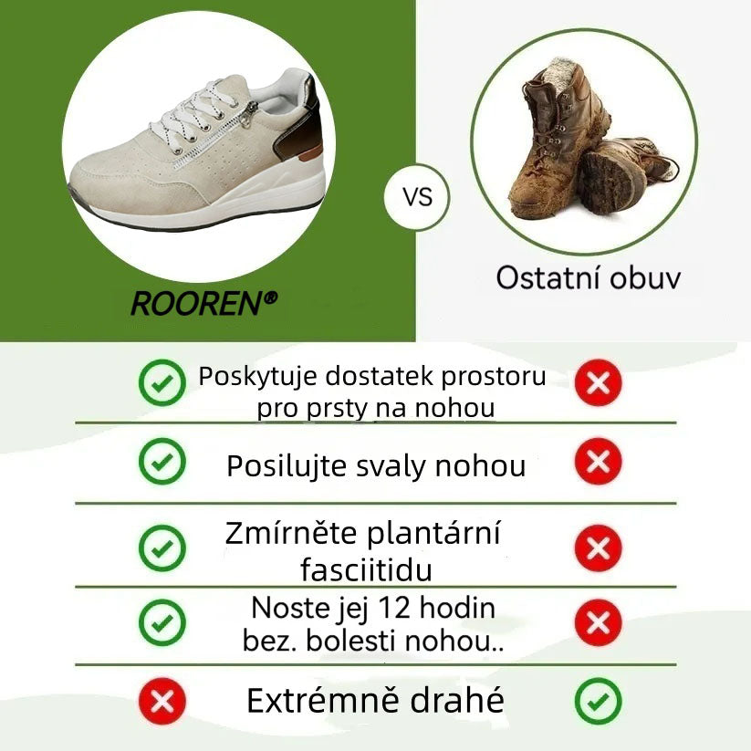 Dámská volnočasová obuv Rooren® | Pohodlné tenisky – Ergonomicky tvarovaná lékařská ortopedická obuv s oporou klenby pro účinnou úlevu od bolesti nohou.