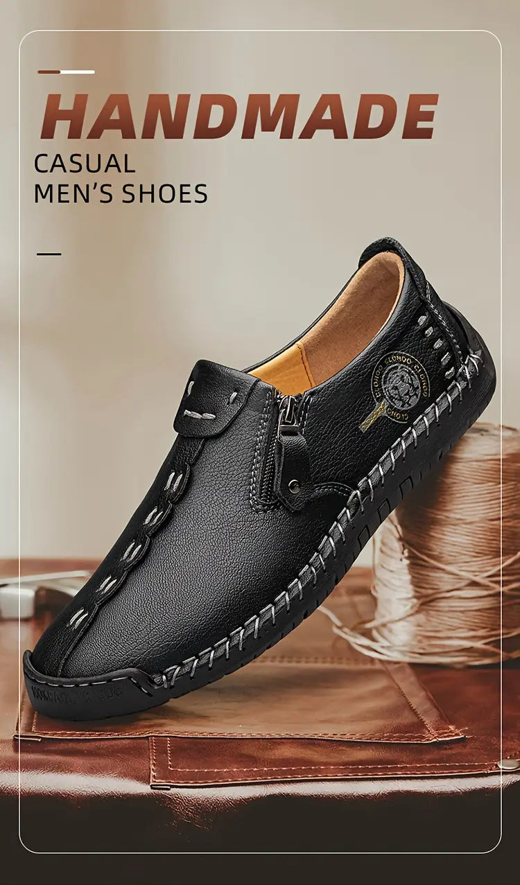 🐂 Pánské ručně šité ploché boty z telecí kůže 👞 Široká škála velikostí, snadné nazouvání a zouvání ✅ Lehké, pohodlné, voděodolné a protiskluzové