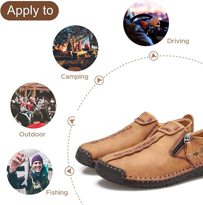 🐂 Pánské ručně šité ploché boty z telecí kůže 👞 Široká škála velikostí, snadné nazouvání a zouvání ✅ Lehké, pohodlné, voděodolné a protiskluzové
