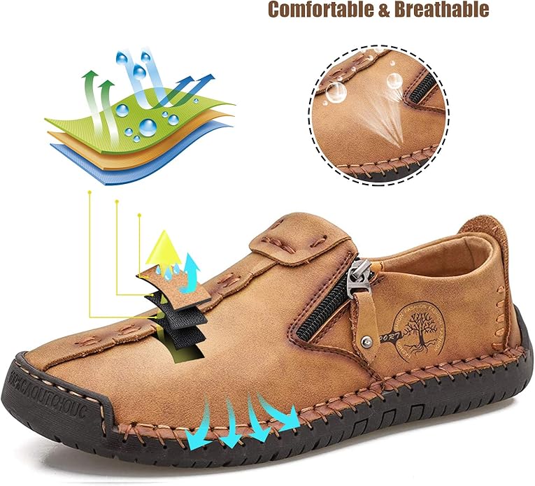 🐂 Pánské ručně šité ploché boty z telecí kůže 👞 Široká škála velikostí, snadné nazouvání a zouvání ✅ Lehké, pohodlné, voděodolné a protiskluzové