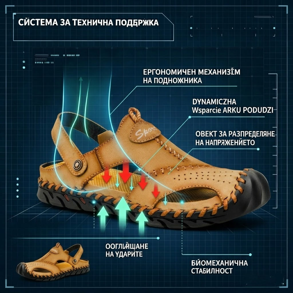 【⏰60% отстъпка днес - Не пропускайте!】2026 Нови удобни кожени сандали✅ Широк дизайн на пръстите + регулиране с велкро + Здрава неплъзгаща се подметка + 🔴Многоточкова опора за свода