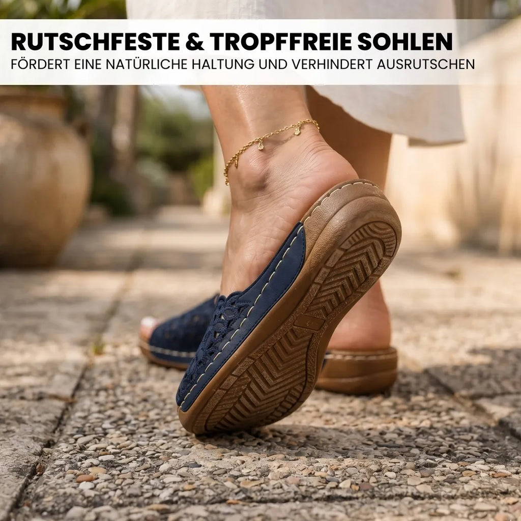 FloraVita - Schmerzlindernde Vintage-Sandale aus Leder | Rutschfest & Federleicht