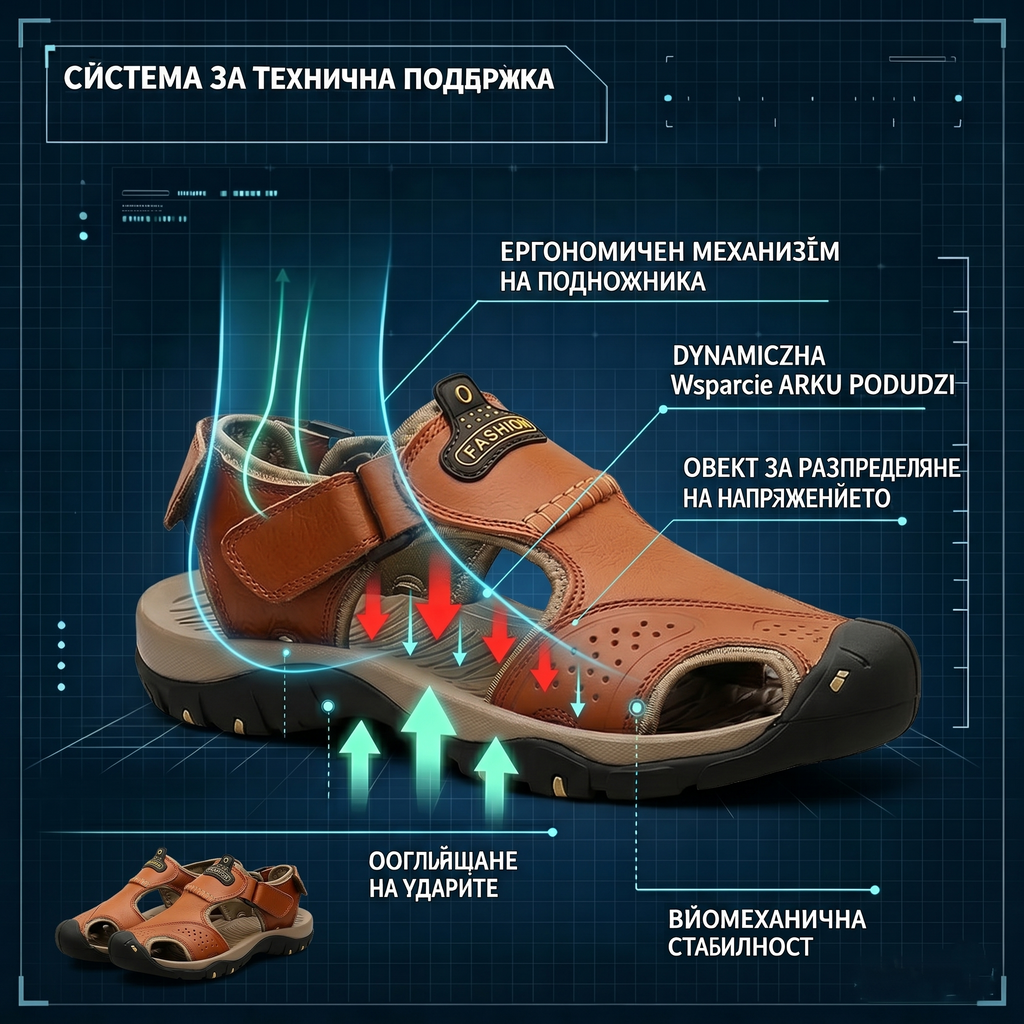 【⏰60% отстъпка днес - Не пропускайте!】2026 Нови удобни кожени сандали✅ Широк дизайн на пръстите + регулиране с велкро + Здрава неплъзгаща се подметка + 🔴Многоточкова опора за свода