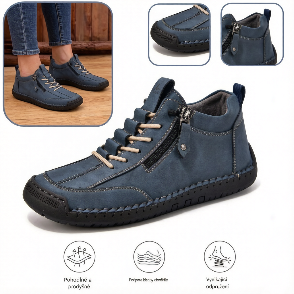(🔥 Sleva 50 % – Nenechte si to ujít!) Kožené boty „Zero Fatigue“: Boční zip, podpora klenby a protiskluzová podrážka – Ergonomický design zmírňuje únavu.