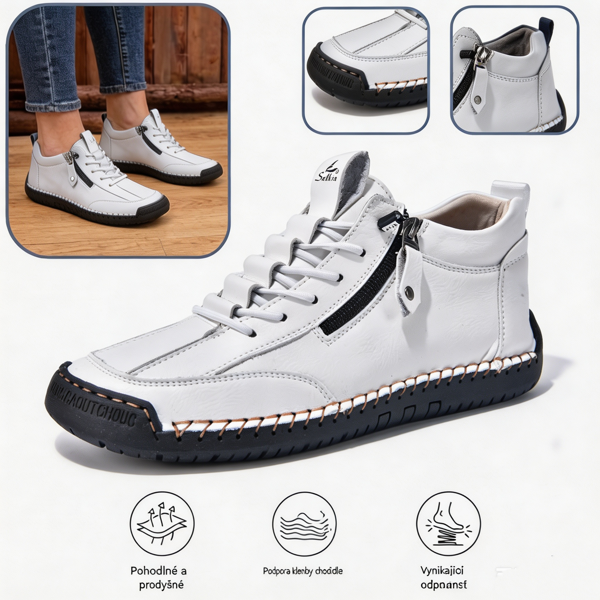 (🔥 Sleva 50 % – Nenechte si to ujít!) Kožené boty „Zero Fatigue“: Boční zip, podpora klenby a protiskluzová podrážka – Ergonomický design zmírňuje únavu.