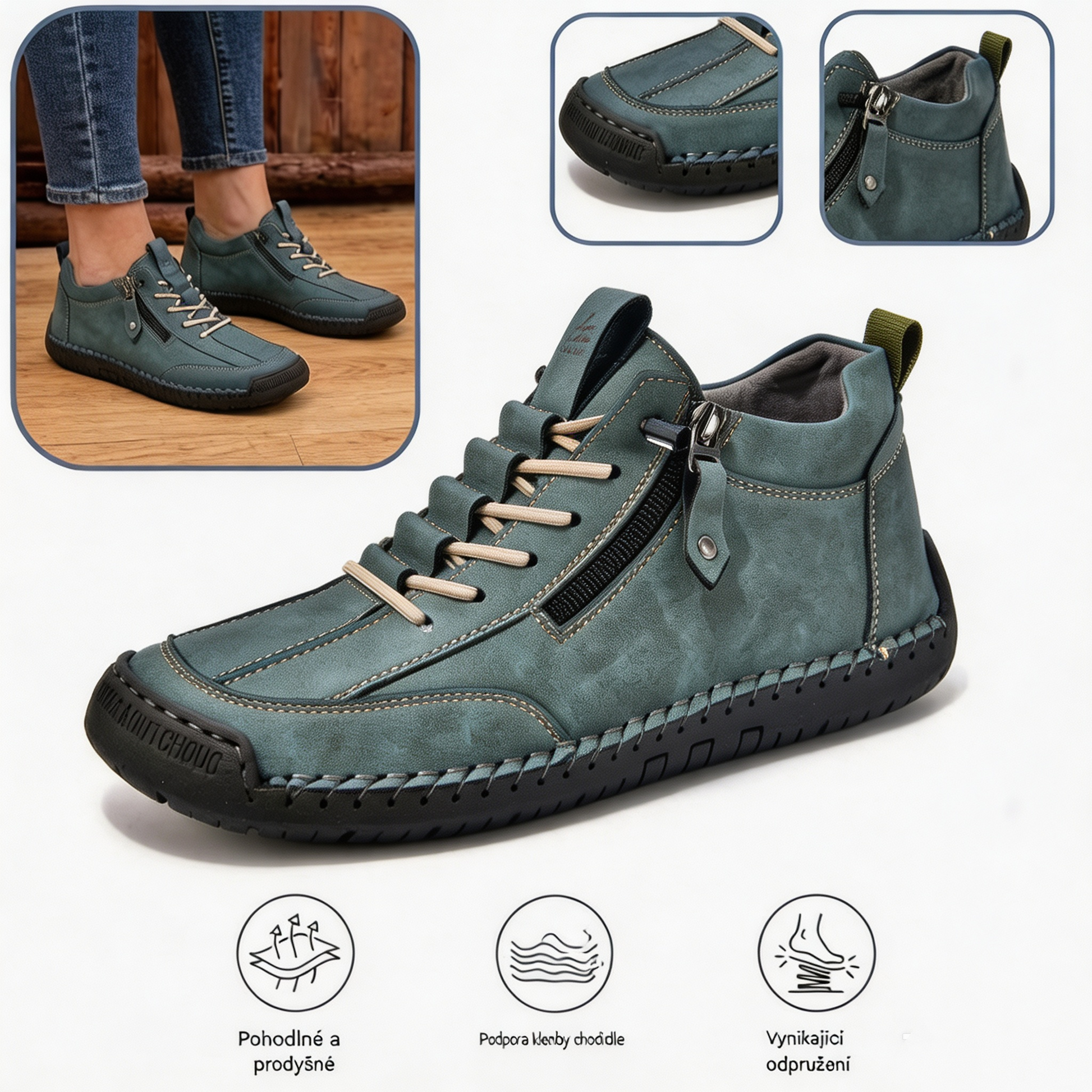 (🔥 Sleva 50 % – Nenechte si to ujít!) Kožené boty „Zero Fatigue“: Boční zip, podpora klenby a protiskluzová podrážka – Ergonomický design zmírňuje únavu.