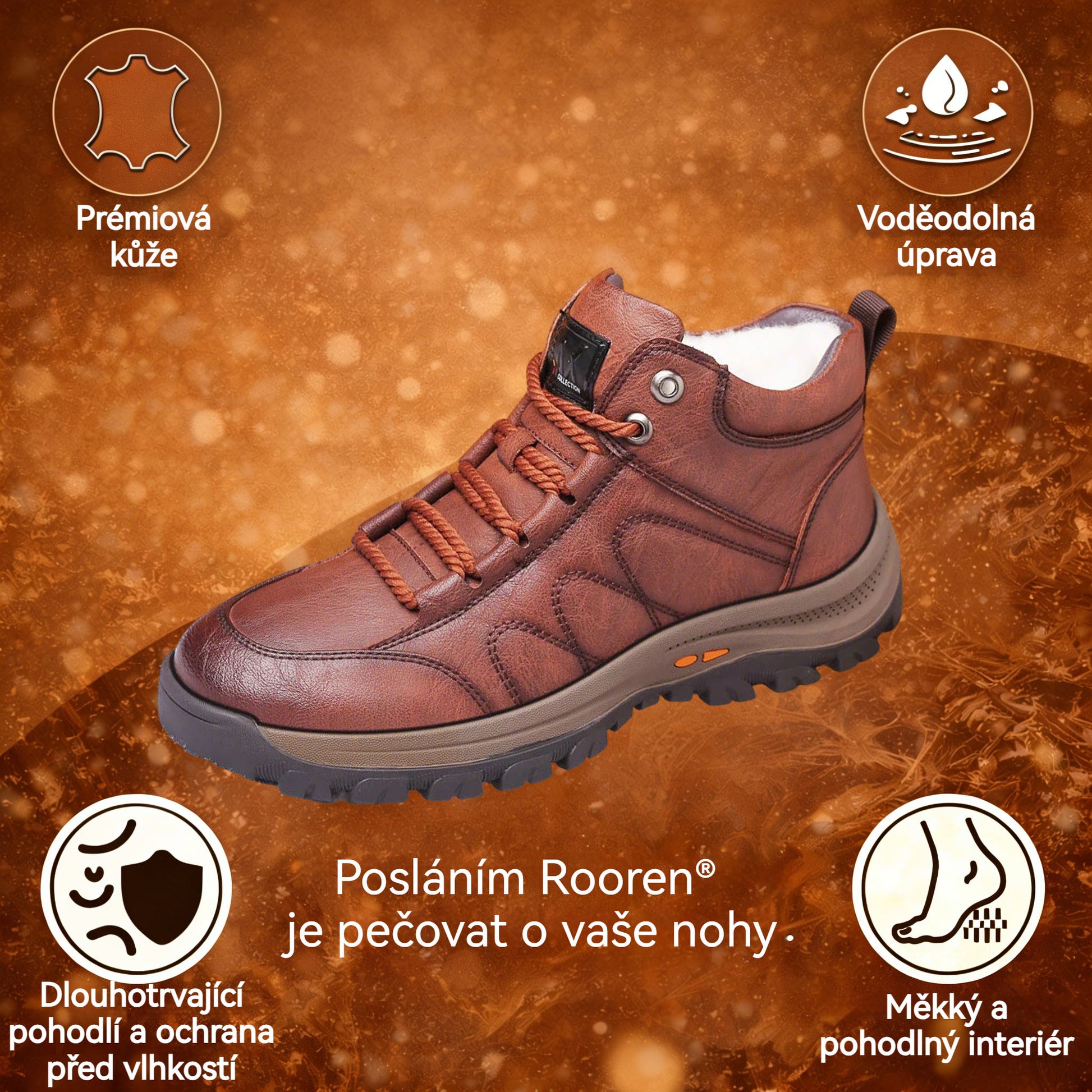 【⏰Dnes sleva 70 % - Končí brzy🔥】Protiskluzová a hřejivá turistická obuv ROOREN® - Vyrobena z italské hovězí kůže, s konstrukcí na podporu klenby, pohodlná a odolná, zmírňuje nepohodlí nohou!