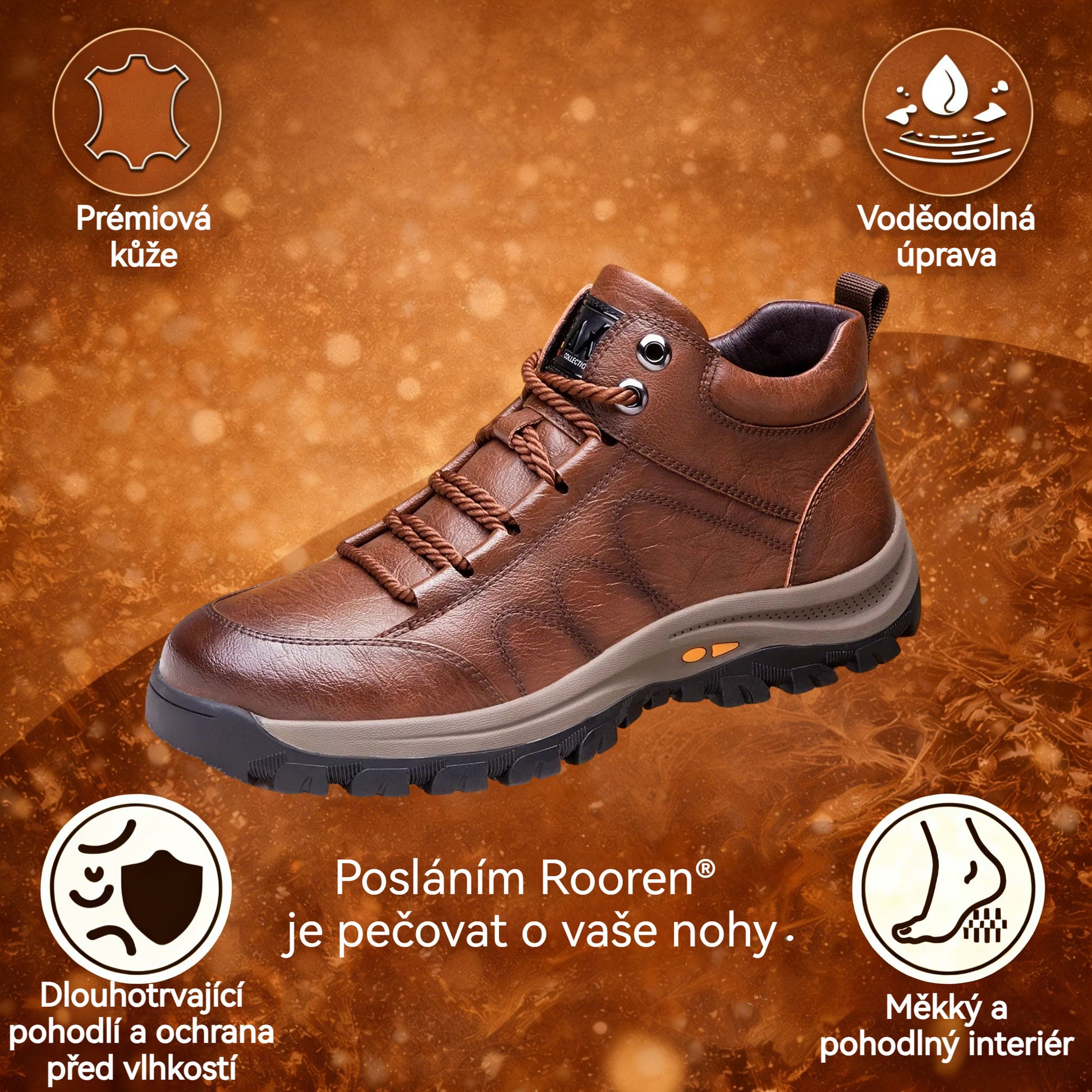 【⏰Dnes sleva 70 % - Končí brzy🔥】Protiskluzová a hřejivá turistická obuv ROOREN® - Vyrobena z italské hovězí kůže, s konstrukcí na podporu klenby, pohodlná a odolná, zmírňuje nepohodlí nohou!