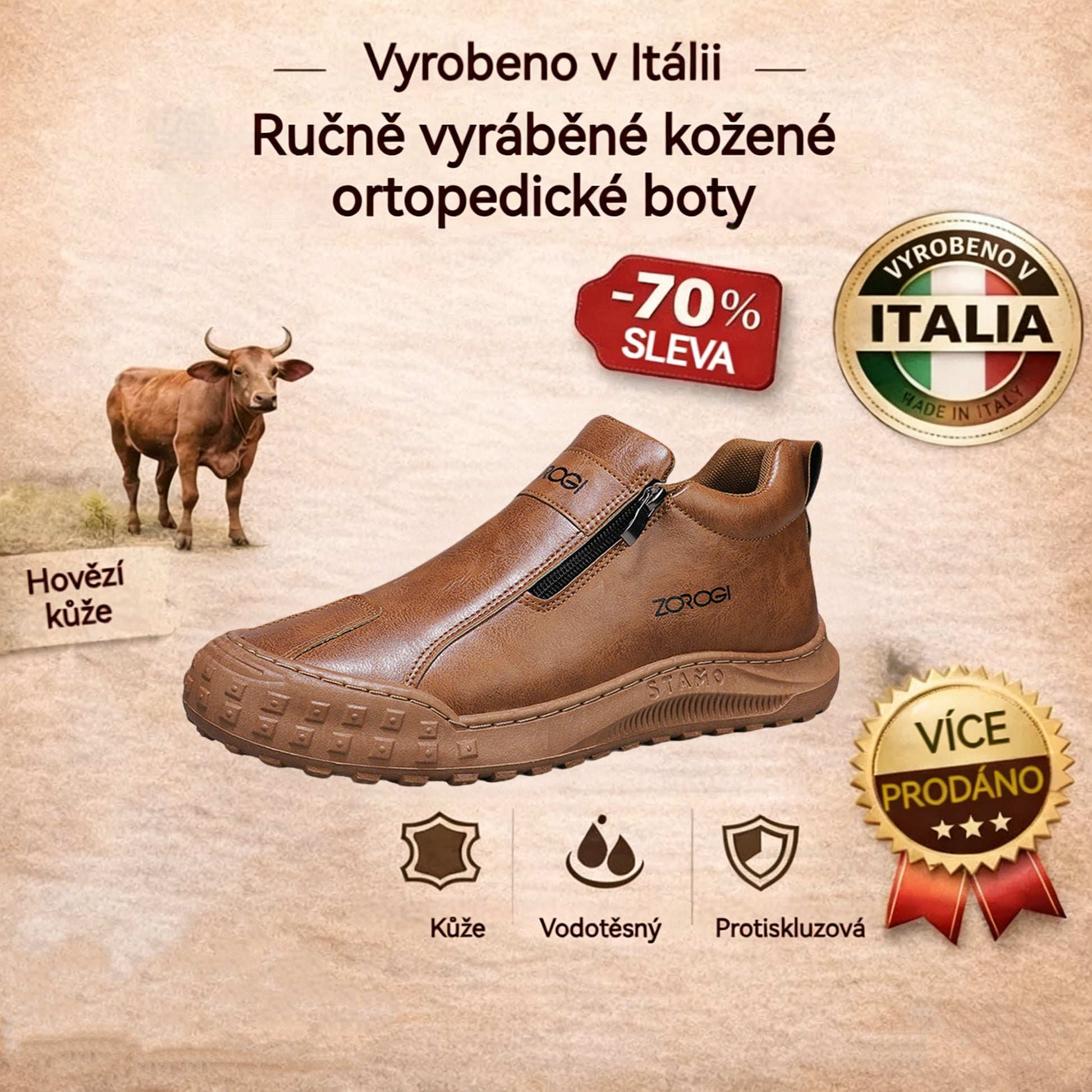 【⏰Dnes sleva 67 % - Končí brzy🔥】Protiskluzová a hřejivá turistická obuv ROOREN® - Vyrobena z italské hovězí kůže, s konstrukcí na podporu klenby, pohodlná a odolná, zmírňuje nepohodlí nohou!