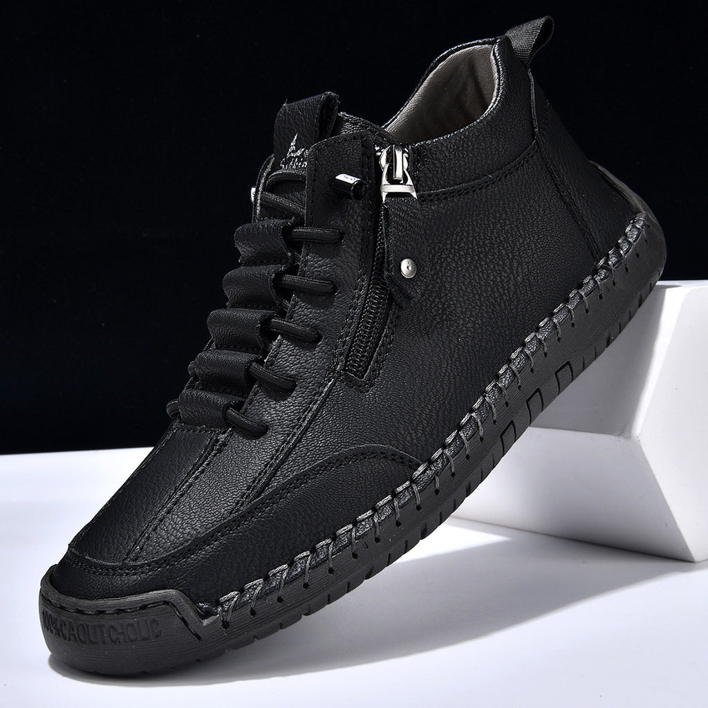 (🔥 Sleva 50 % – Nenechte si to ujít!) Kožené boty „Zero Fatigue“: Boční zip, podpora klenby a protiskluzová podrážka – Ergonomický design zmírňuje únavu.