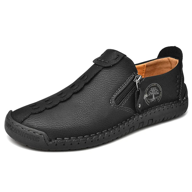 🐂 Pánské ručně šité ploché boty z telecí kůže 👞 Široká škála velikostí, snadné nazouvání a zouvání ✅ Lehké, pohodlné, voděodolné a protiskluzové