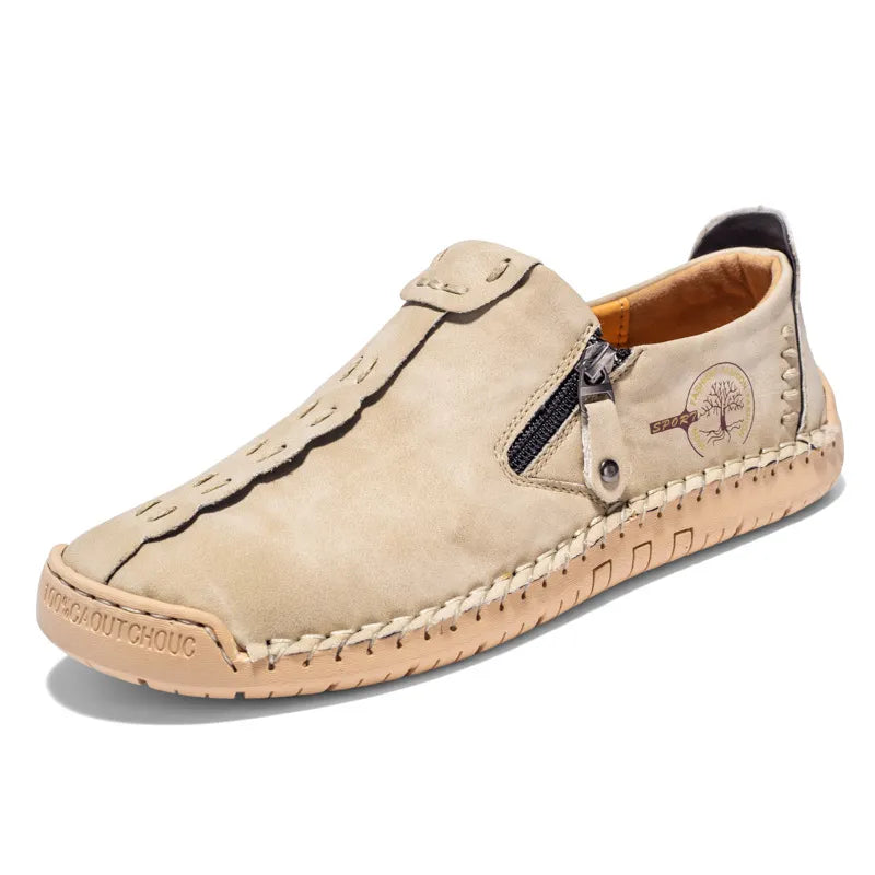 🐂 Pánské ručně šité ploché boty z telecí kůže 👞 Široká škála velikostí, snadné nazouvání a zouvání ✅ Lehké, pohodlné, voděodolné a protiskluzové