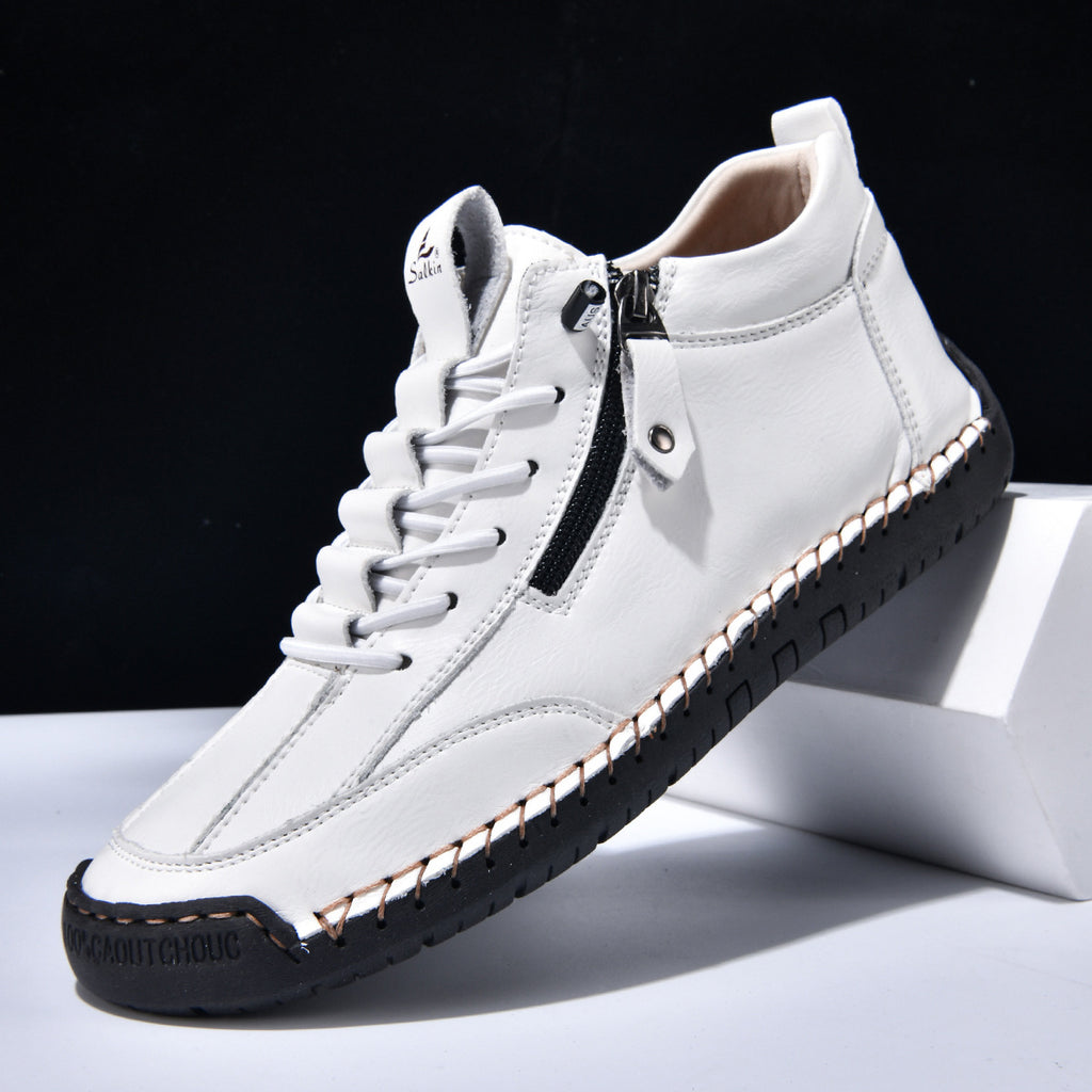 (🔥 Sleva 50 % – Nenechte si to ujít!) Kožené boty „Zero Fatigue“: Boční zip, podpora klenby a protiskluzová podrážka – Ergonomický design zmírňuje únavu.