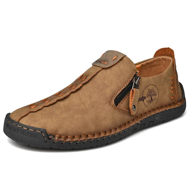 🐂 Pánské ručně šité ploché boty z telecí kůže 👞 Široká škála velikostí, snadné nazouvání a zouvání ✅ Lehké, pohodlné, voděodolné a protiskluzové