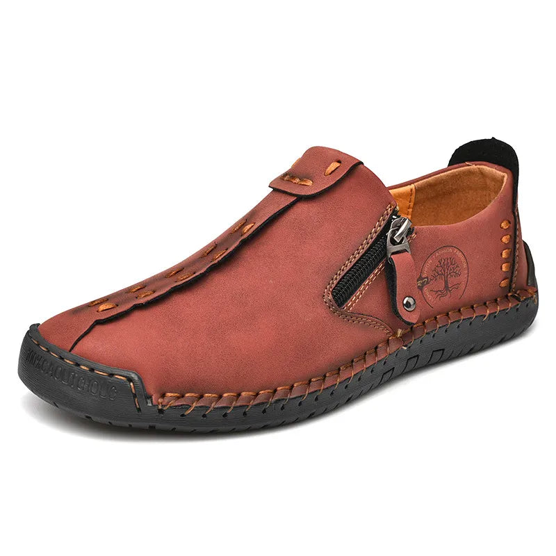 🐂 Pánské ručně šité ploché boty z telecí kůže 👞 Široká škála velikostí, snadné nazouvání a zouvání ✅ Lehké, pohodlné, voděodolné a protiskluzové