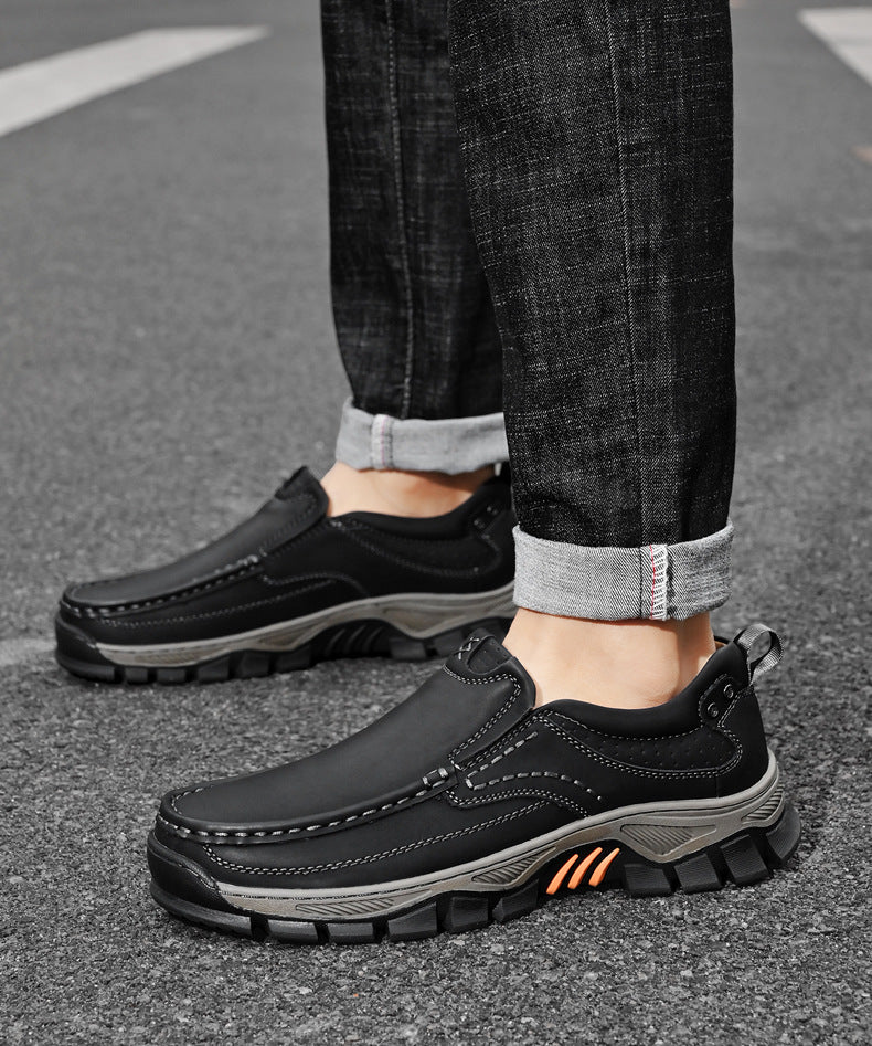(🔥 Sconto del 50% - Non lasciartelo sfuggire!) Scarpe slip-on in pelle di vitello di alta qualità (disponibili anche con lacci) - Scarpe ortopediche - 👞 - Impermeabili e antiscivolo (supporto dell'arco plantare per una camminata più facile)