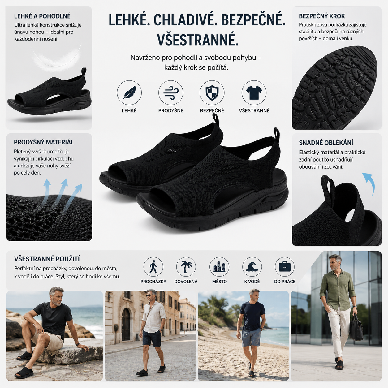 🔥Omezená doba 50% sleva - Letní ortopedické sandály - Ergonomický design✅ Udělejte chůzi pohodlnější