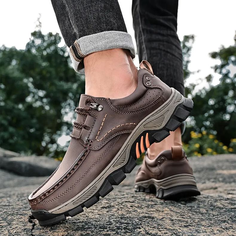 (🔥 Sconto del 50% - Non lasciartelo sfuggire!) Scarpe slip-on in pelle di vitello di alta qualità (disponibili anche con lacci) - Scarpe ortopediche - 👞 - Impermeabili e antiscivolo (supporto dell'arco plantare per una camminata più facile)