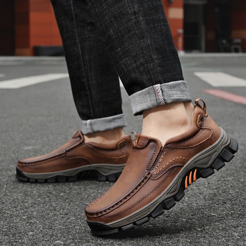 (🔥 Sconto del 50% - Non lasciartelo sfuggire!) Scarpe slip-on in pelle di vitello di alta qualità (disponibili anche con lacci) - Scarpe ortopediche - 👞 - Impermeabili e antiscivolo (supporto dell'arco plantare per una camminata più facile)