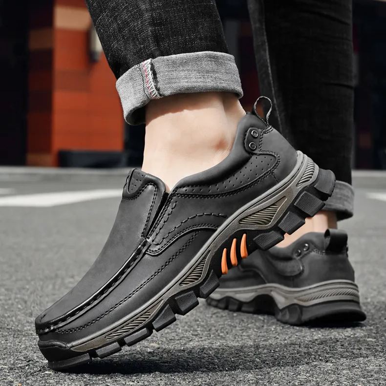 (🔥 Sconto del 50% - Non lasciartelo sfuggire!) Scarpe slip-on in pelle di vitello di alta qualità (disponibili anche con lacci) - Scarpe ortopediche - 👞 - Impermeabili e antiscivolo (supporto dell'arco plantare per una camminata più facile)