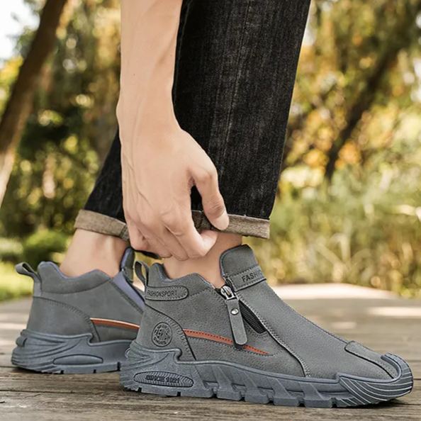 (⏰50% sleva po omezenou dobu) Pánská semišová ortopedická obuv, 👞 Ručně šitá, pohodlná a protiskluzová ✅ Podpora klenby - pohodlná chůze