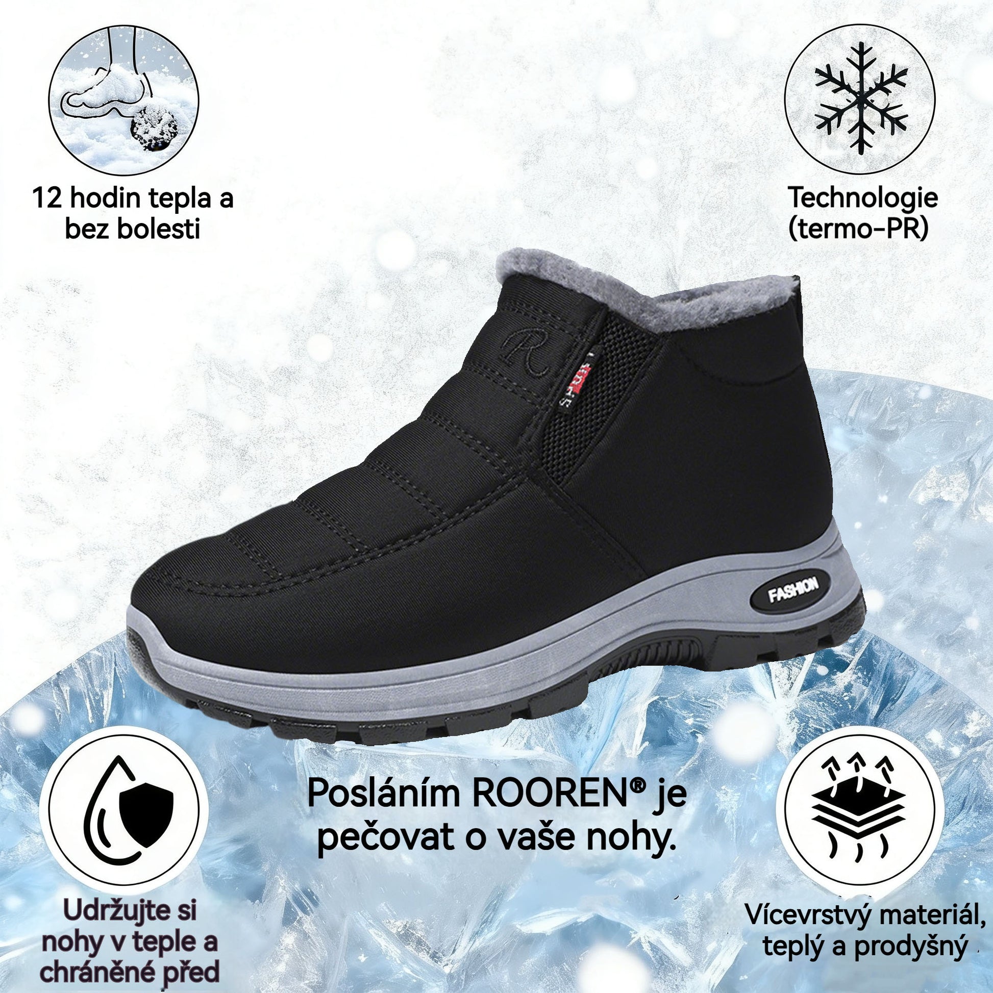 🔥Dnešní speciál: Sleva 70 %! ⏰ - Protiskluzové teplé zimní boty ROOREN®, 👍 Ortopedická obuv navržená speciálně pro české občany, účinně ulevující od bolesti nohou, zad a kolen!