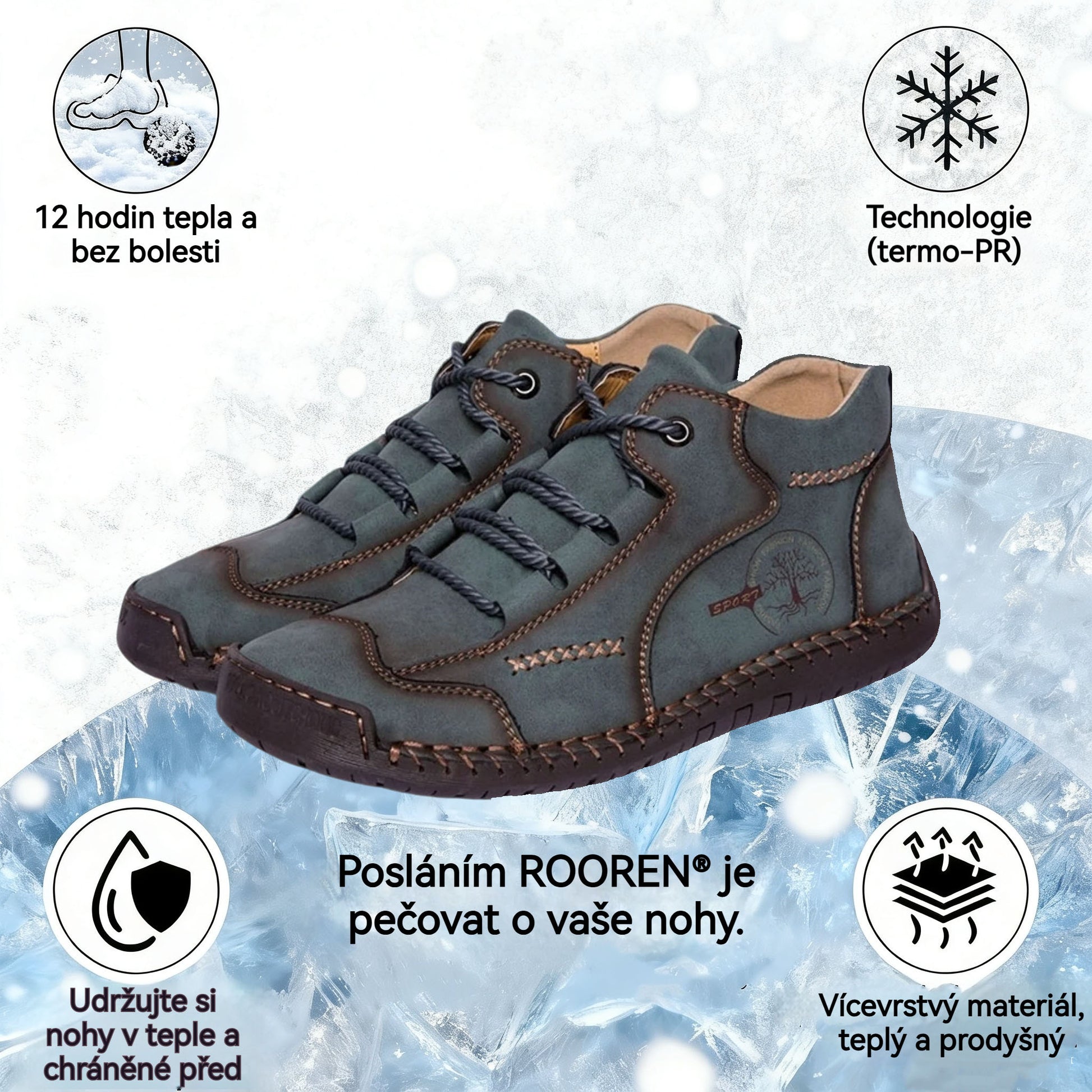 Pánské volnočasové boty ROOREN® - Vyrobeny z prvotřídní telecí kůže, s vlněnou podšívkou pro teplo, protiskluzovost, pohodlí, odolnost a ergonomický design pro účinnou úlevu od bolesti nohou.