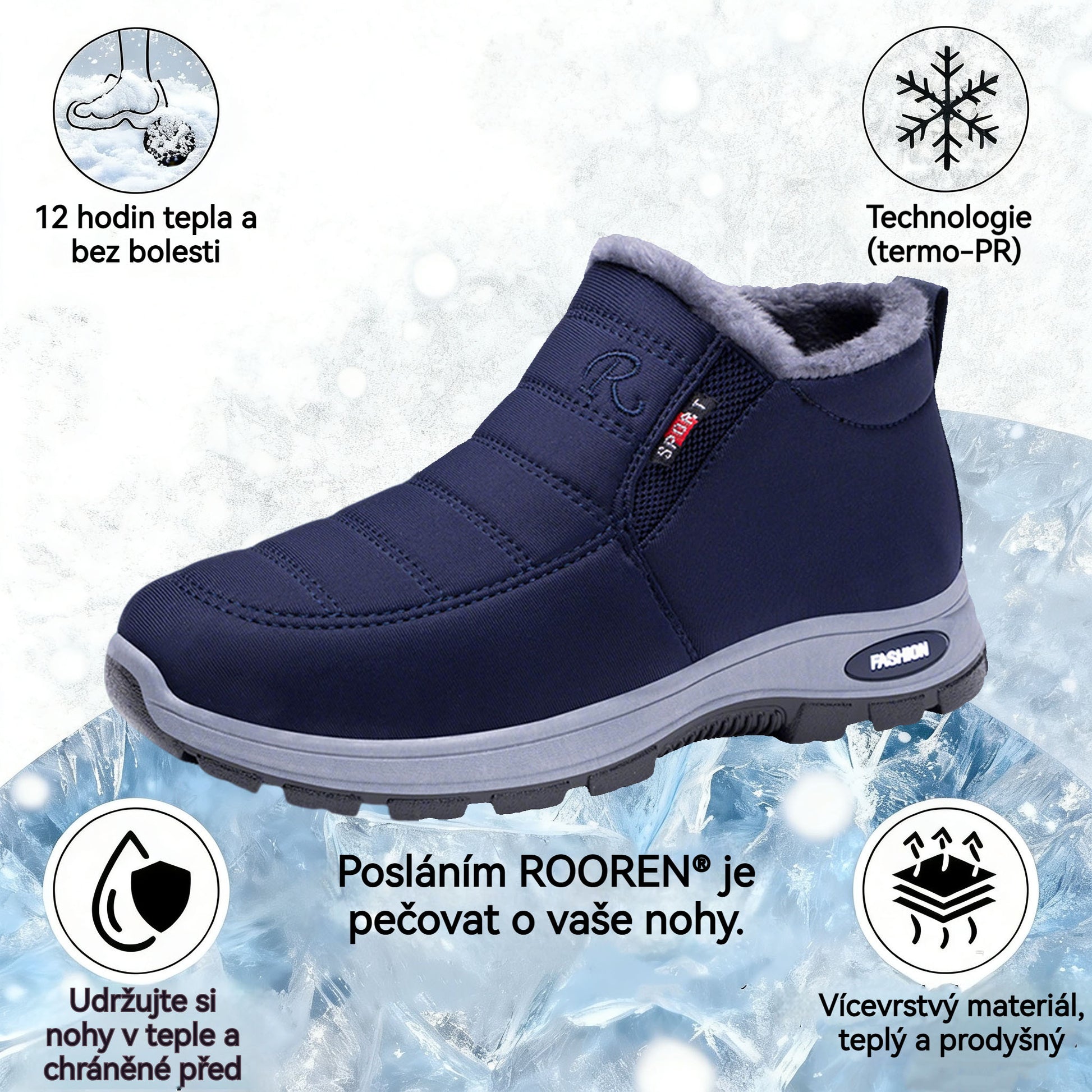 🔥Dnešní speciál: Sleva 70 %! ⏰ - Protiskluzové teplé zimní boty ROOREN®, 👍 Ortopedická obuv navržená speciálně pro české občany, účinně ulevující od bolesti nohou, zad a kolen!